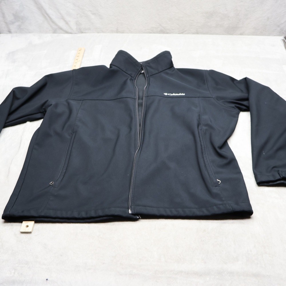 Columbia Jacket Mens XL Black Fleece Lined Full Zip Ascender Water Resistant